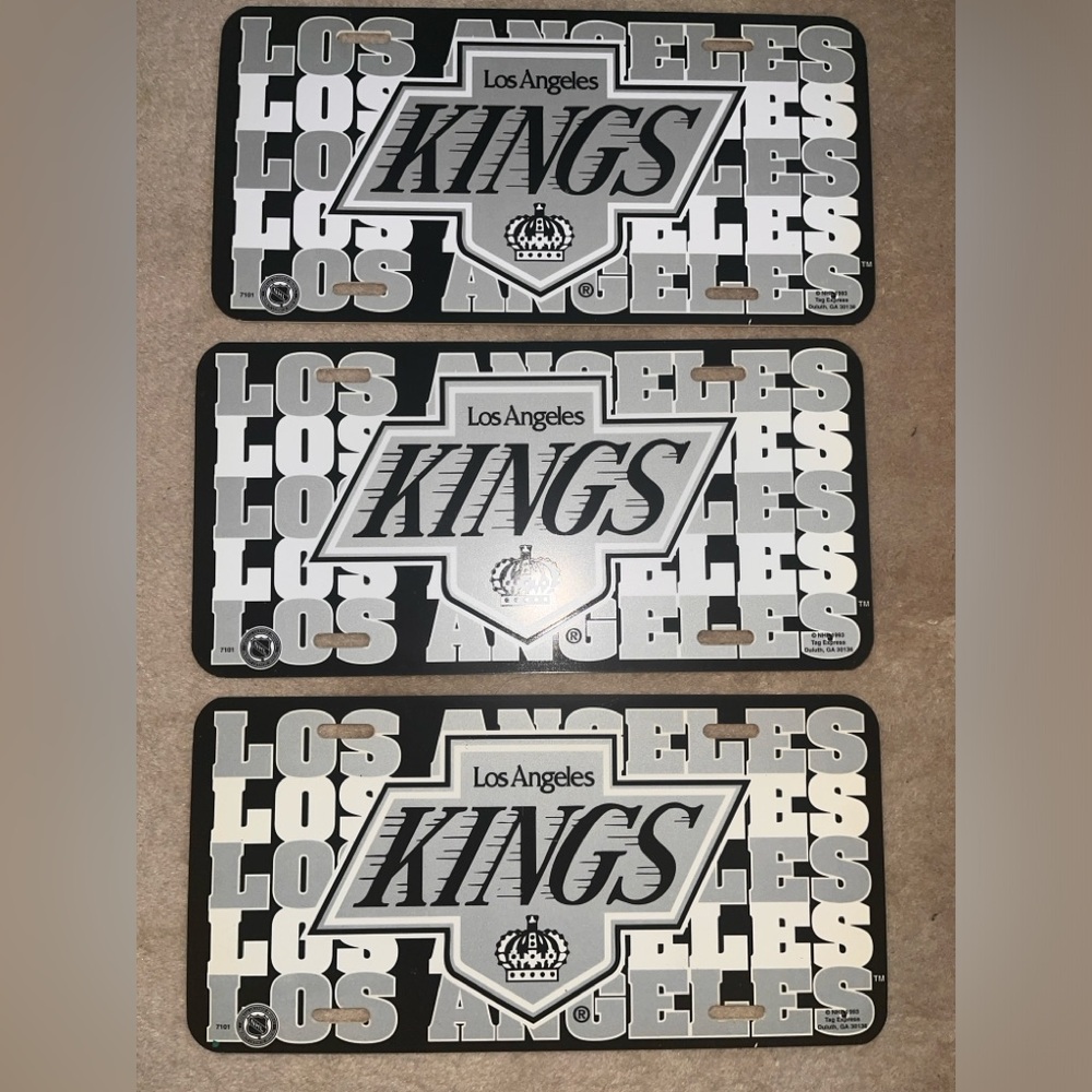 Set of three Los Angeles Kings Hockey Vintage Booster / License Plates